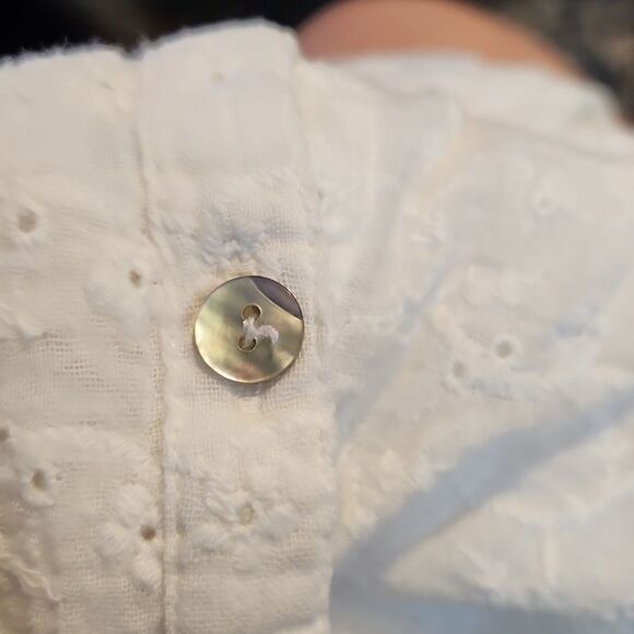 Free people small top embroidered floral peasant blouse white button down lace - Picture 10 of 11